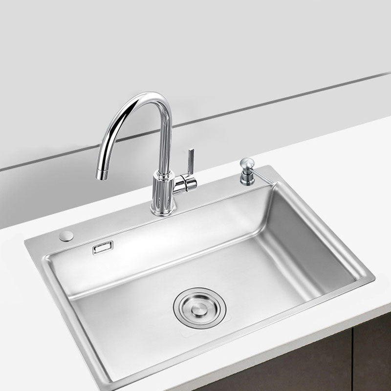 Modern Workstation Sink Stainless Faucet and Steel Basket Strainer Kitchen Sink