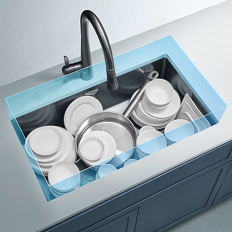 Contemporary Style Kitchen Sink Stainless Steel Kitchen Sink with Basket Strainer