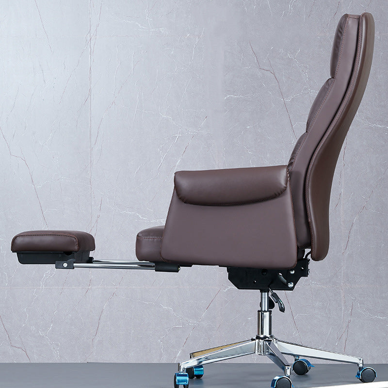 Contemporary High Back Managers Chair Brown Faux Leather Executive Chair