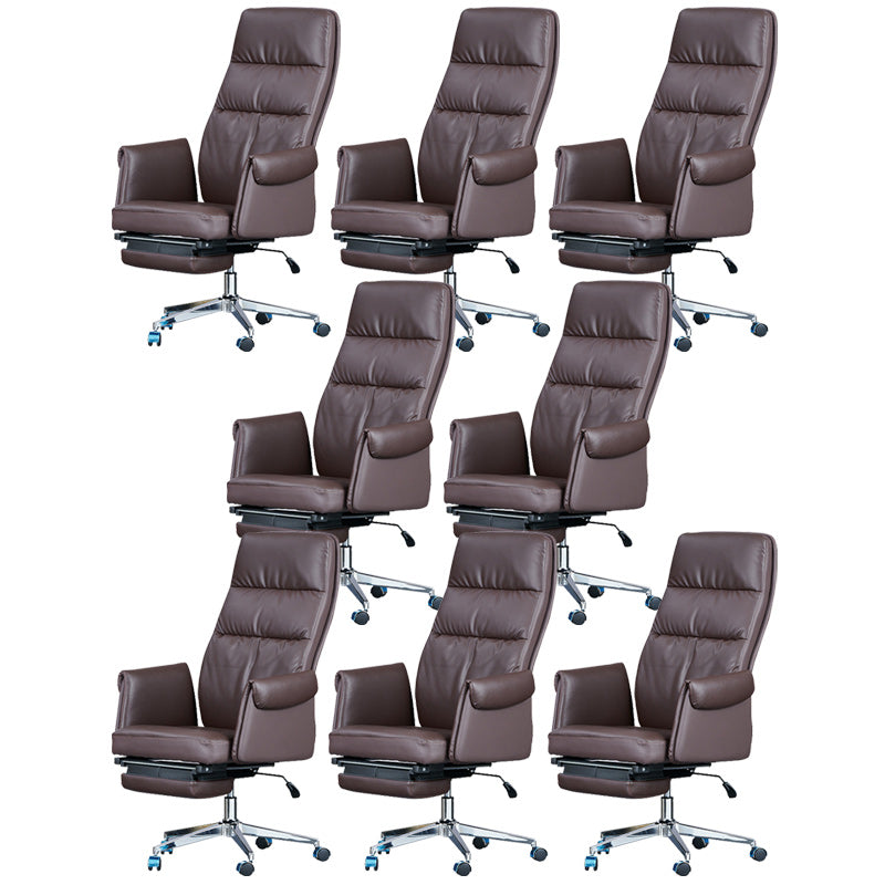 Contemporary High Back Managers Chair Brown Faux Leather Executive Chair