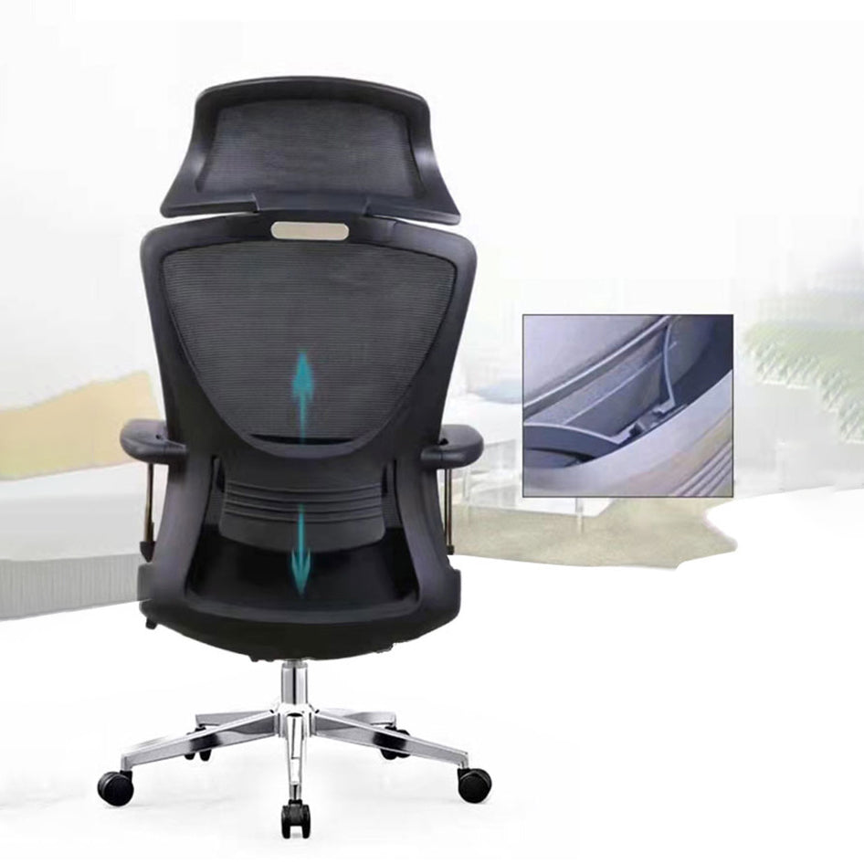 Modern Desk Chair Mesh Computer Chair Black Mid-Back Chair with Wheels