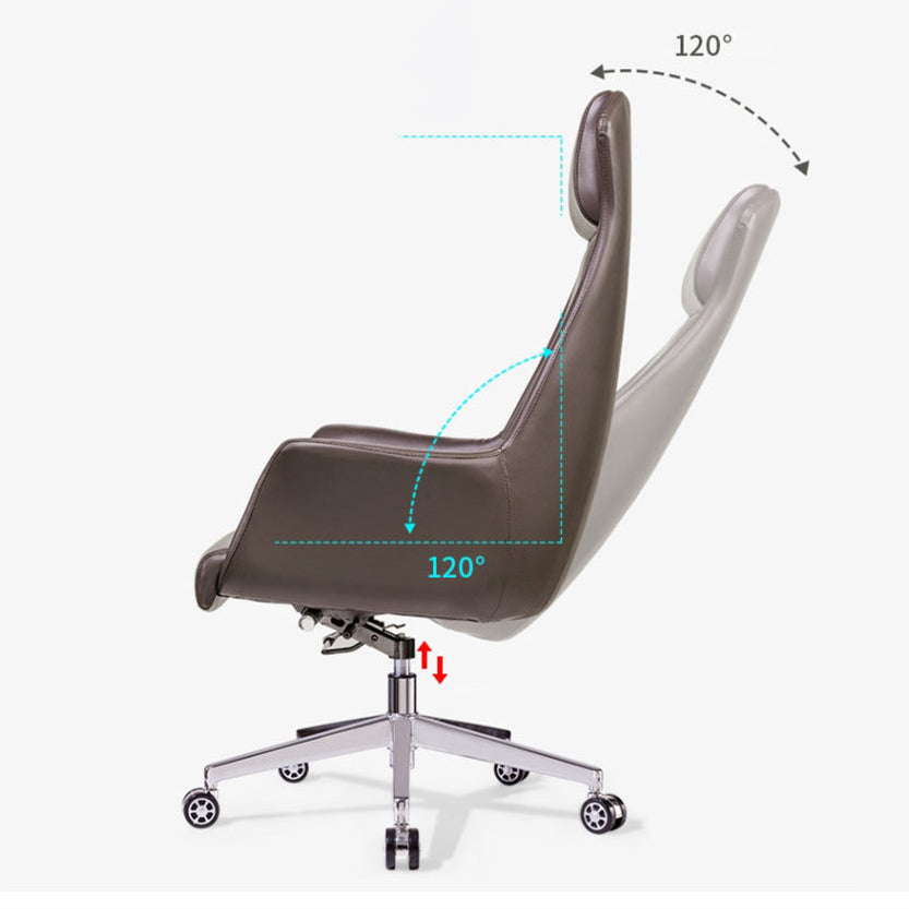 Modern Desk Chair High-Back Leather Computer Chair with Wheels