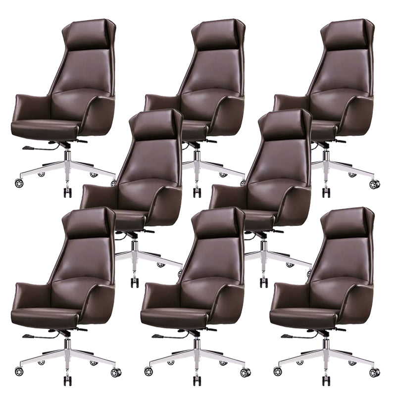 Modern Desk Chair High-Back Leather Computer Chair with Wheels