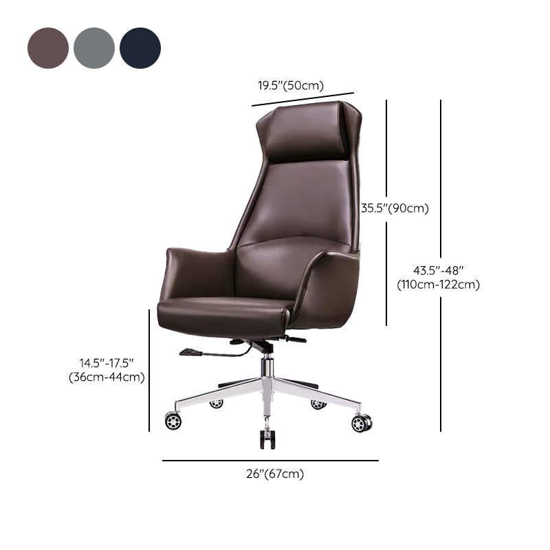 Modern Desk Chair High-Back Leather Computer Chair with Wheels