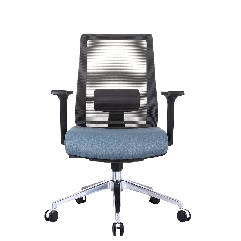 Contemporary Arm Chair Fixed Arms Mid-back Lumbar Support Office Chair