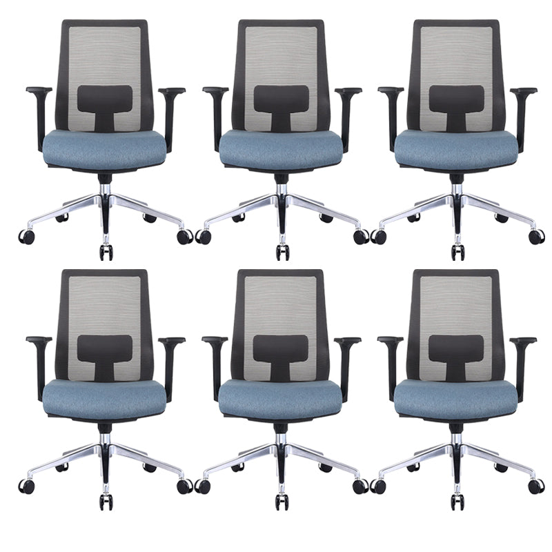 Contemporary Arm Chair Fixed Arms Mid-back Lumbar Support Office Chair