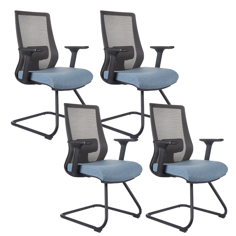 Contemporary Arm Chair Fixed Arms Mid-back Lumbar Support Office Chair