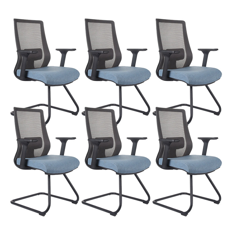 Contemporary Arm Chair Fixed Arms Mid-back Lumbar Support Office Chair