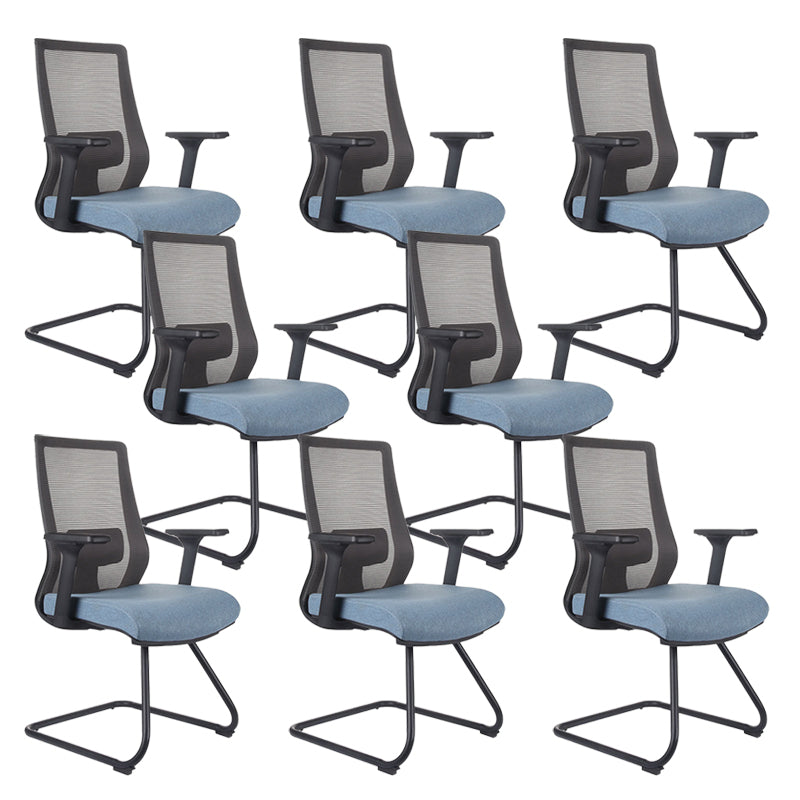 Contemporary Arm Chair Fixed Arms Mid-back Lumbar Support Office Chair