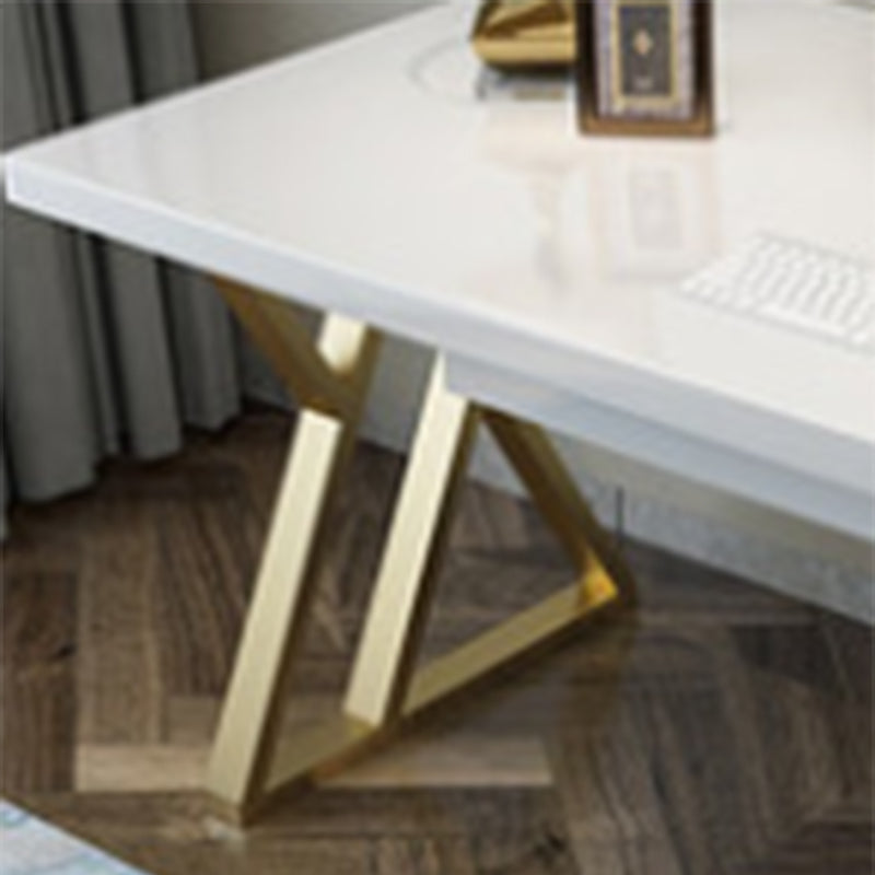 Glam White Solid Wood Writing Desk Rectangular Meeting Desk for Office