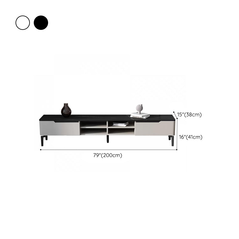 Modern Marble TV Media Stand 16" W Enclosed Storage TV Stand with Drawers