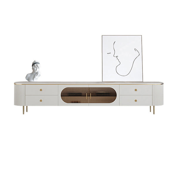 Modern TV Stand Console White TV Stand with Cable Management