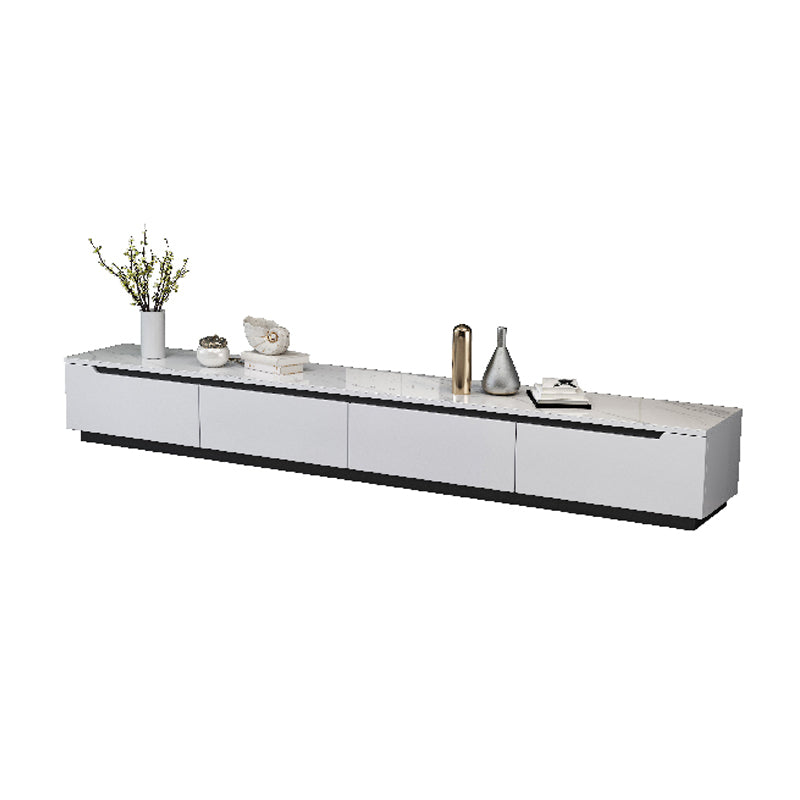 Contemporary White TV Stand Enclosed Storage TV Console with Drawers