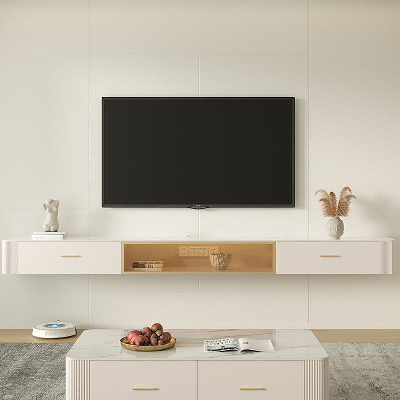 Modern White TV Stand Floating TV Media Stand with Storage for Living Room