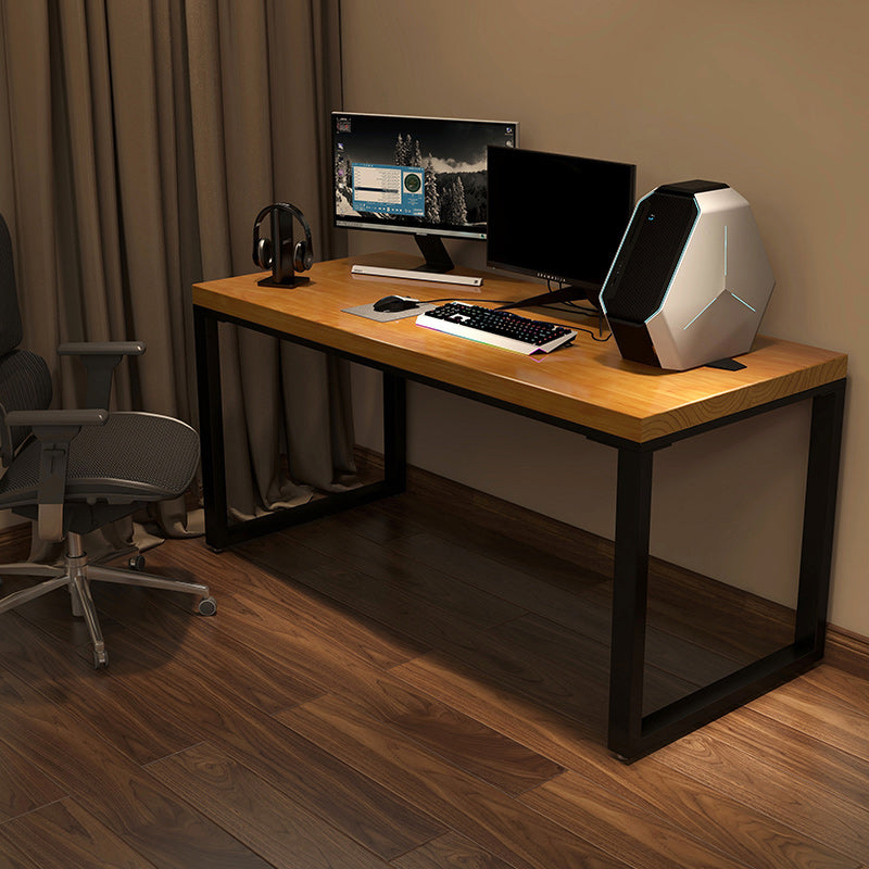 Solid Wood Rectangular Writing Desk Natural Industrial Gaming Desk for Home