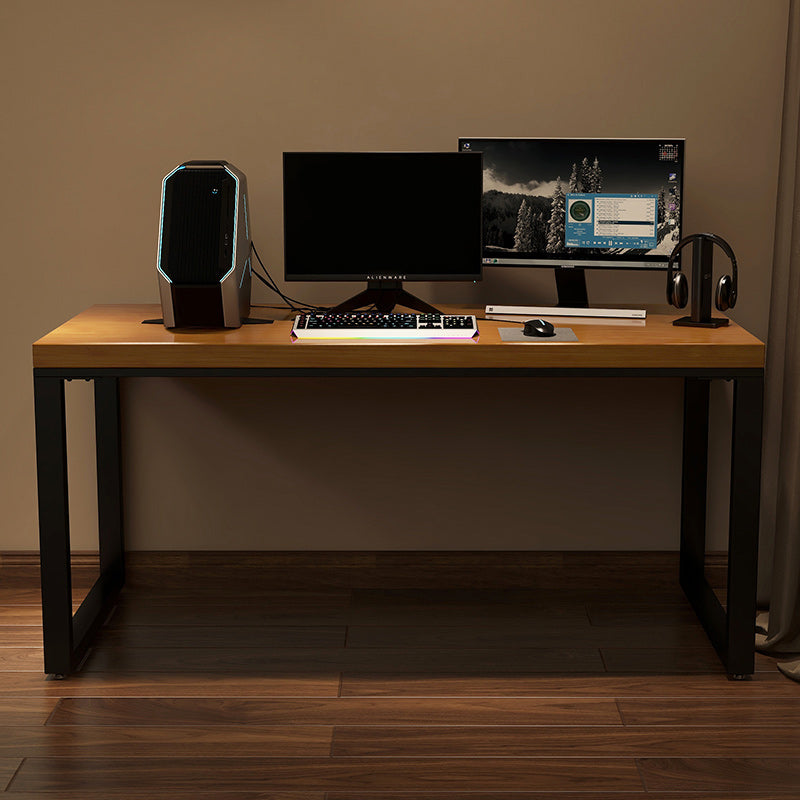 Solid Wood Rectangular Writing Desk Natural Industrial Gaming Desk for Home