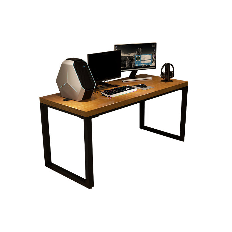 Solid Wood Rectangular Writing Desk Natural Industrial Gaming Desk for Home