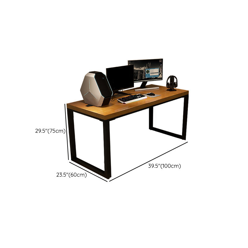 Solid Wood Rectangular Writing Desk Natural Industrial Gaming Desk for Home