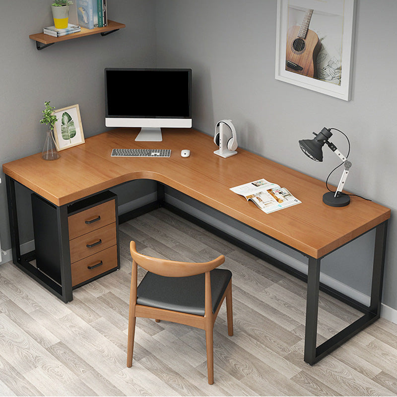 Industrial L-Shape Office Desk Metal Office Writing Desk with Metal Legs