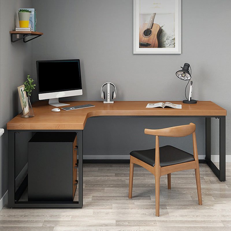 Industrial L-Shape Office Desk Metal Office Writing Desk with Metal Legs