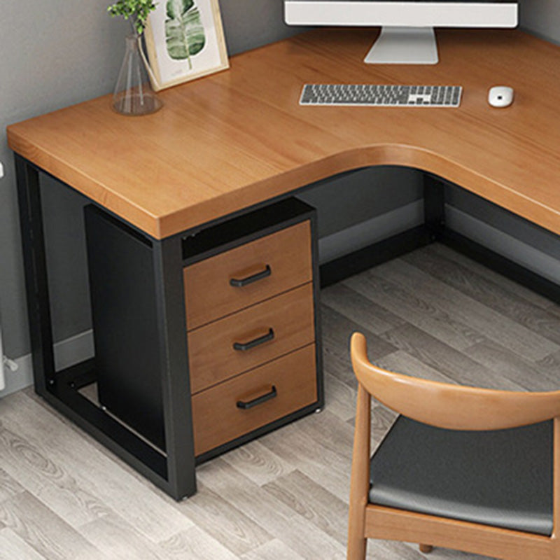 Industrial L-Shape Office Desk Metal Office Writing Desk with Metal Legs