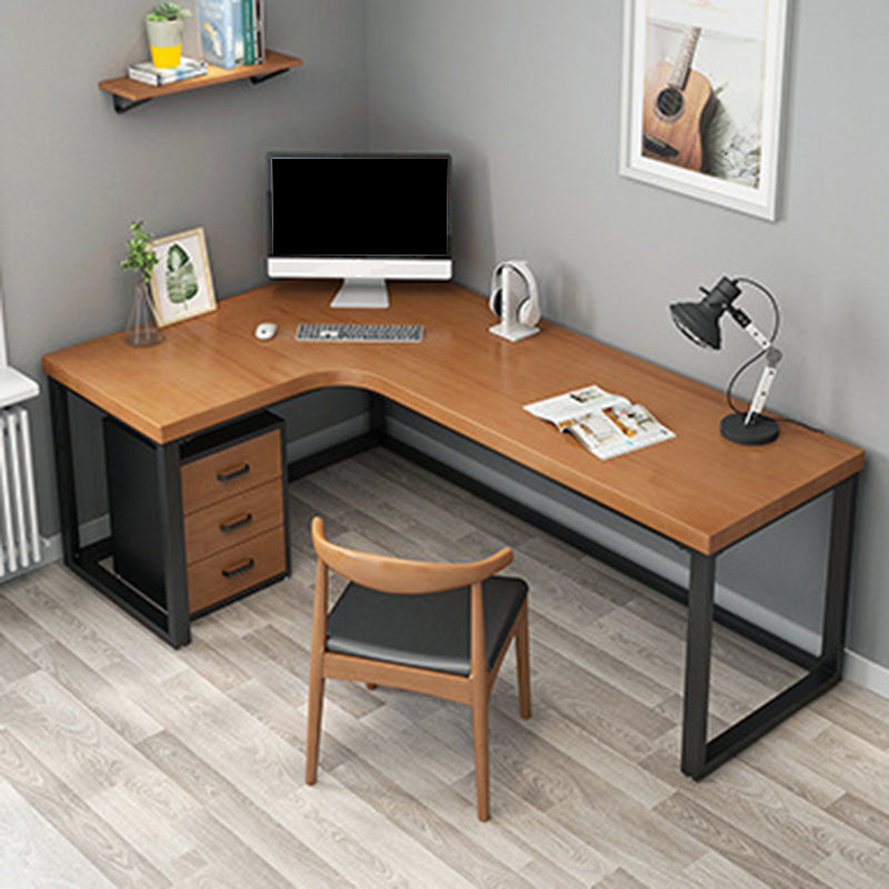 Industrial L-Shape Office Desk Metal Office Writing Desk with Metal Legs