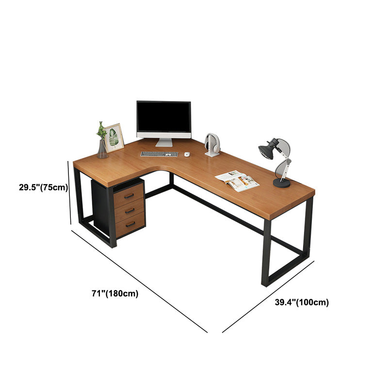 Industrial L-Shape Office Desk Metal Office Writing Desk with Metal Legs