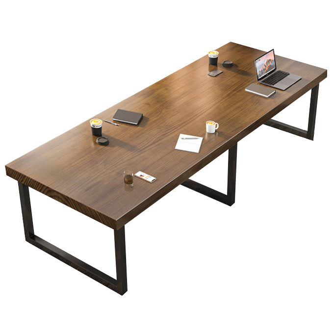 Industrial Office Desk Rectangular Brown Solid Wood Writing Desk