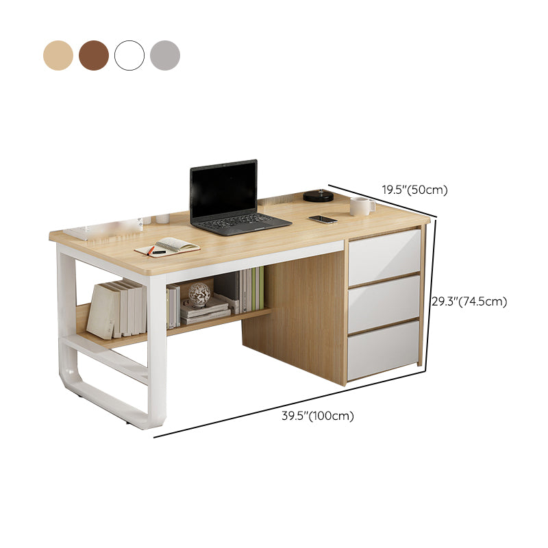 Industrial Rectangular Writing Desk 3-drawer Wooden Office Desk