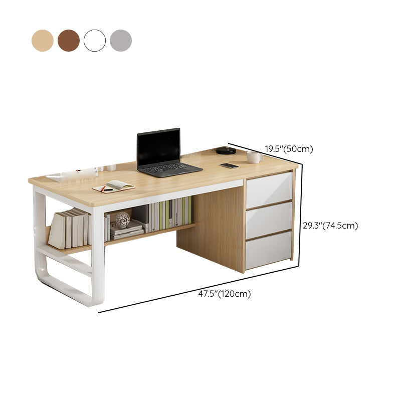 Industrial Rectangular Writing Desk 3-drawer Wooden Office Desk