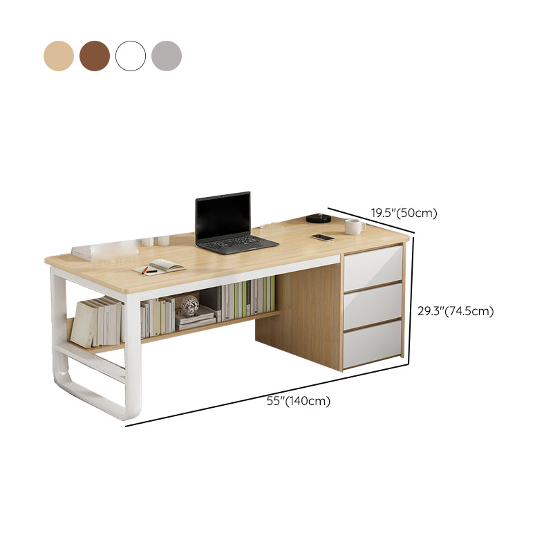 Industrial Rectangular Writing Desk 3-drawer Wooden Office Desk