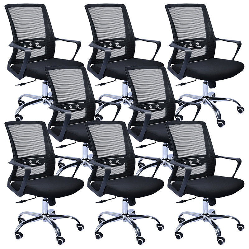 Contemporary Chair Fixed Arms Lumbar Support Conference Chair