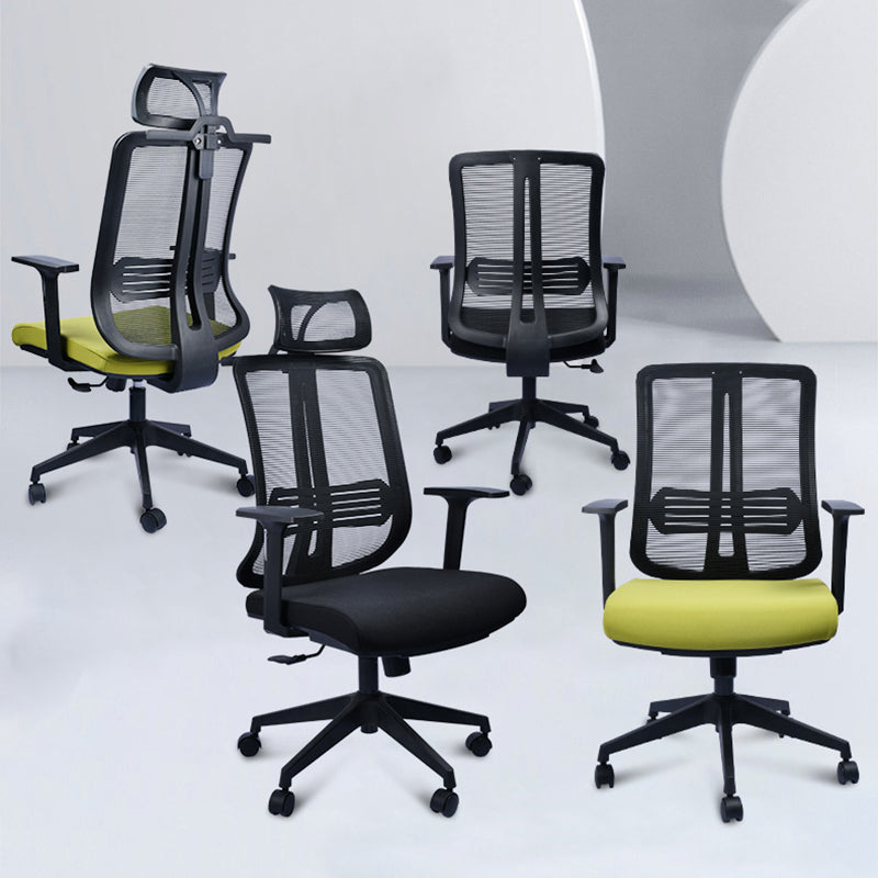 Contemporary Office Chair Conference Fixed Arms Chair with Wheels