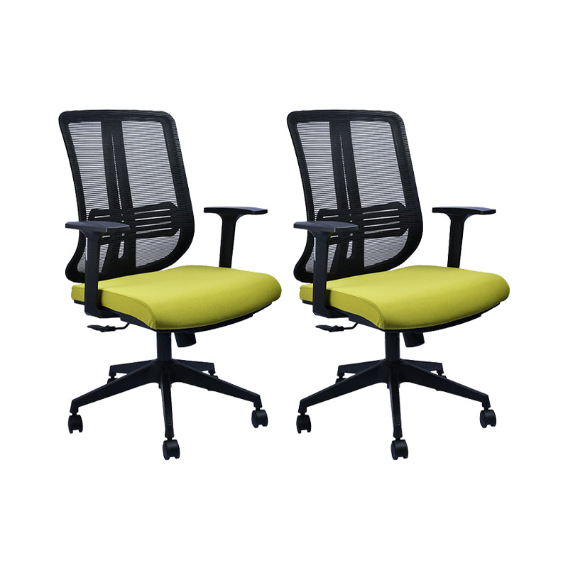 Contemporary Office Chair Conference Fixed Arms Chair with Wheels