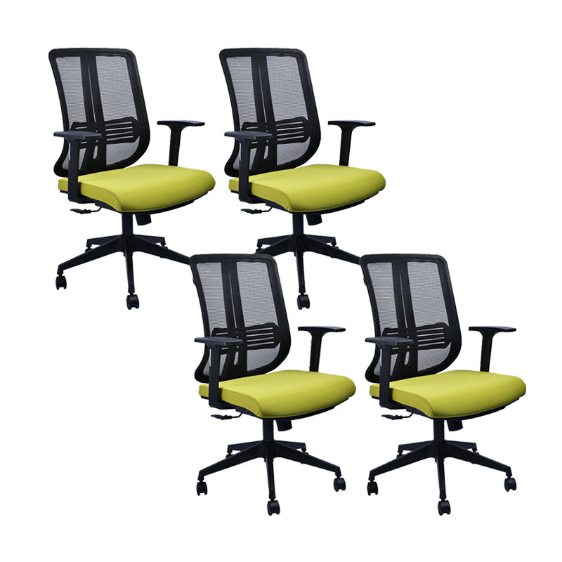 Contemporary Office Chair Conference Fixed Arms Chair with Wheels