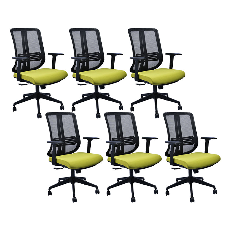 Contemporary Office Chair Conference Fixed Arms Chair with Wheels