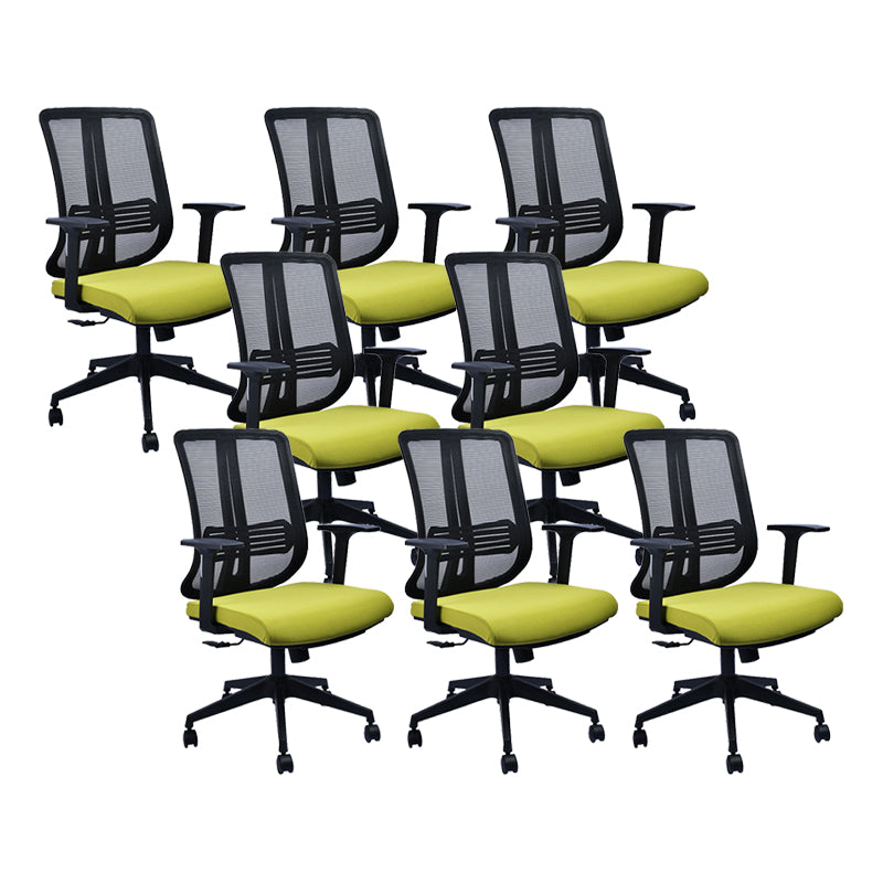 Contemporary Office Chair Conference Fixed Arms Chair with Wheels