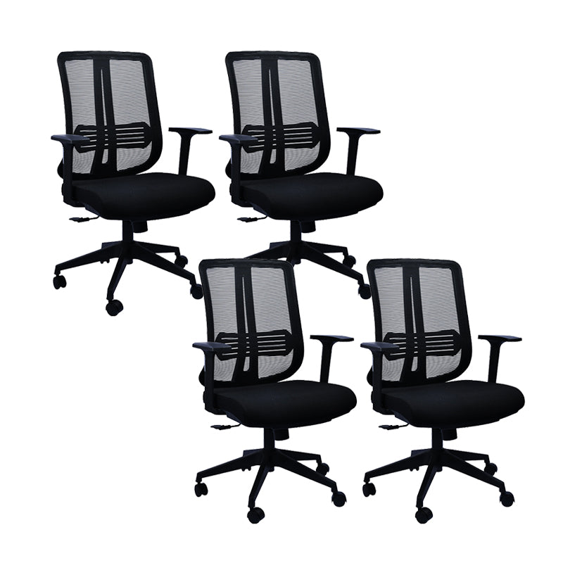 Contemporary Office Chair Conference Fixed Arms Chair with Wheels