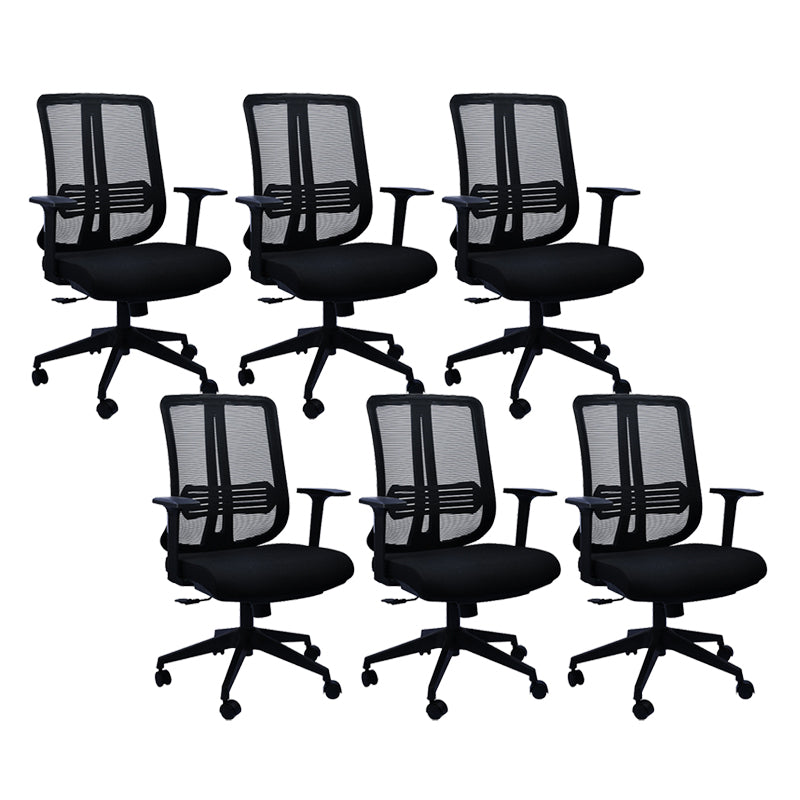 Contemporary Office Chair Conference Fixed Arms Chair with Wheels