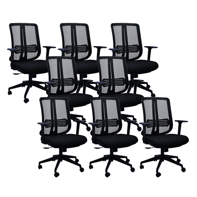 Contemporary Office Chair Conference Fixed Arms Chair with Wheels