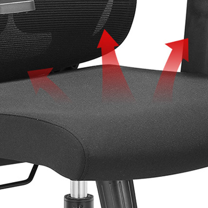 Fixed Arms Office Chair Microfiber Desk High Back Chair Breathable AirGrid Lumbar Support