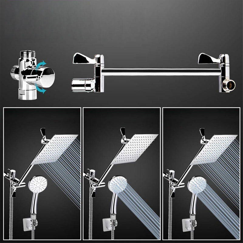 Square Dual Shower Head Traditional Wall Mounted Metal Dual Shower Head