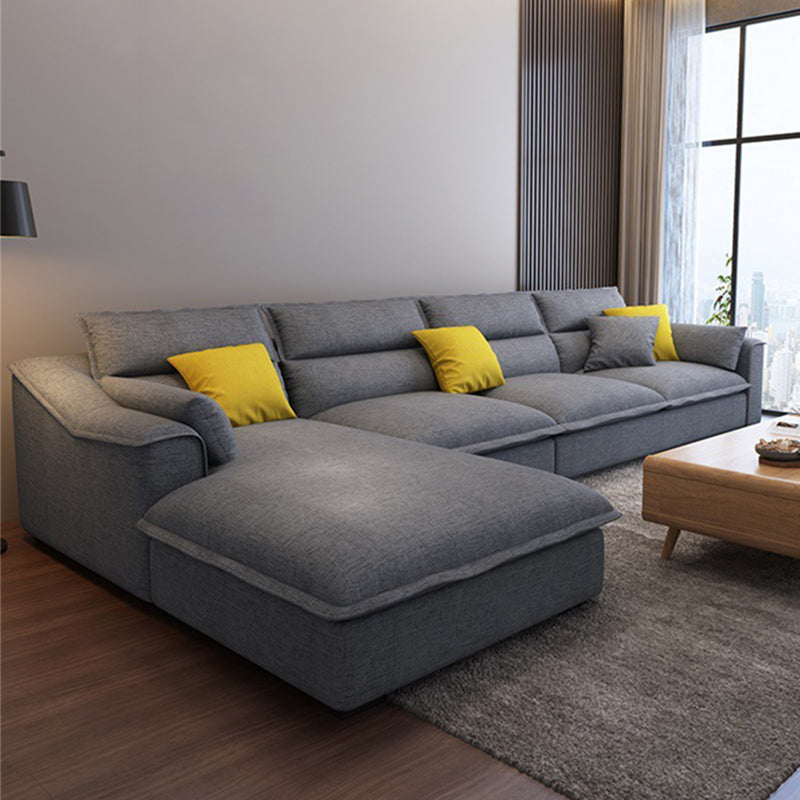 Modern 4-seater Linen Sectional Slipcovered Sloped Arm Sectional