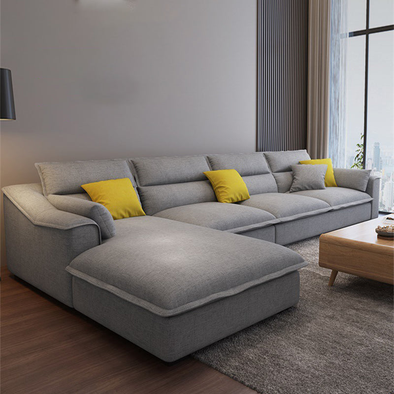 Modern 4-seater Linen Sectional Slipcovered Sloped Arm Sectional