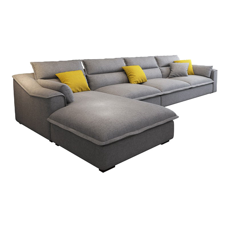 Modern 4-seater Linen Sectional Slipcovered Sloped Arm Sectional