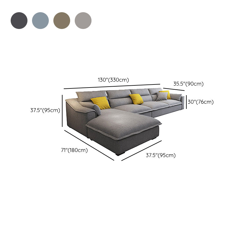 Modern 4-seater Linen Sectional Slipcovered Sloped Arm Sectional