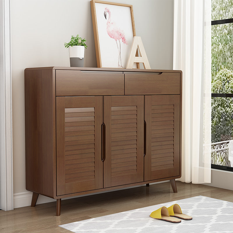 Contemporary Rubberwood Rectangle Cabinet with 2 Drawers Accent Cabinet