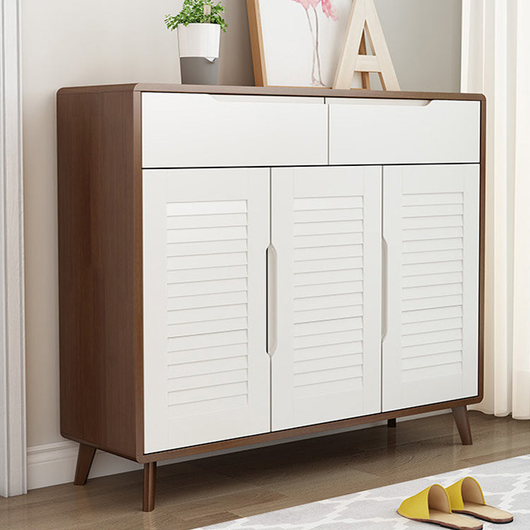 Contemporary Rubberwood Rectangle Cabinet with 2 Drawers Accent Cabinet