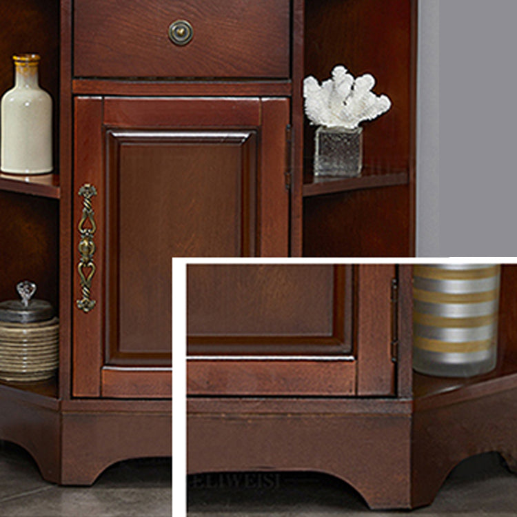 Mid-Century Modern Corner Accent Cabinet with Door in Rubberwood