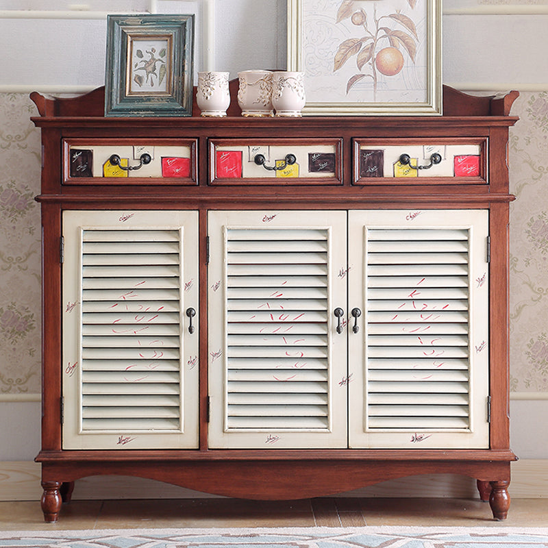 Industrial Rectangle Accent Cabinet with 6 Shelves Distressed Wood Cabinet